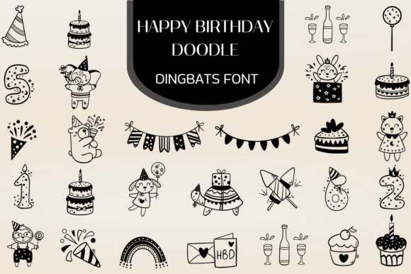 Happy Birthday Doodle Font for Editorial Design